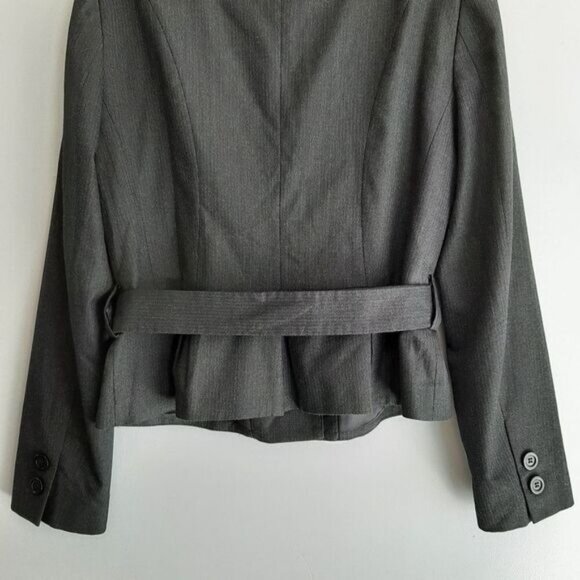 ZARA Belted Button Down Blazer Jacket Dark Gray Sz L - Picture 10 of 15
